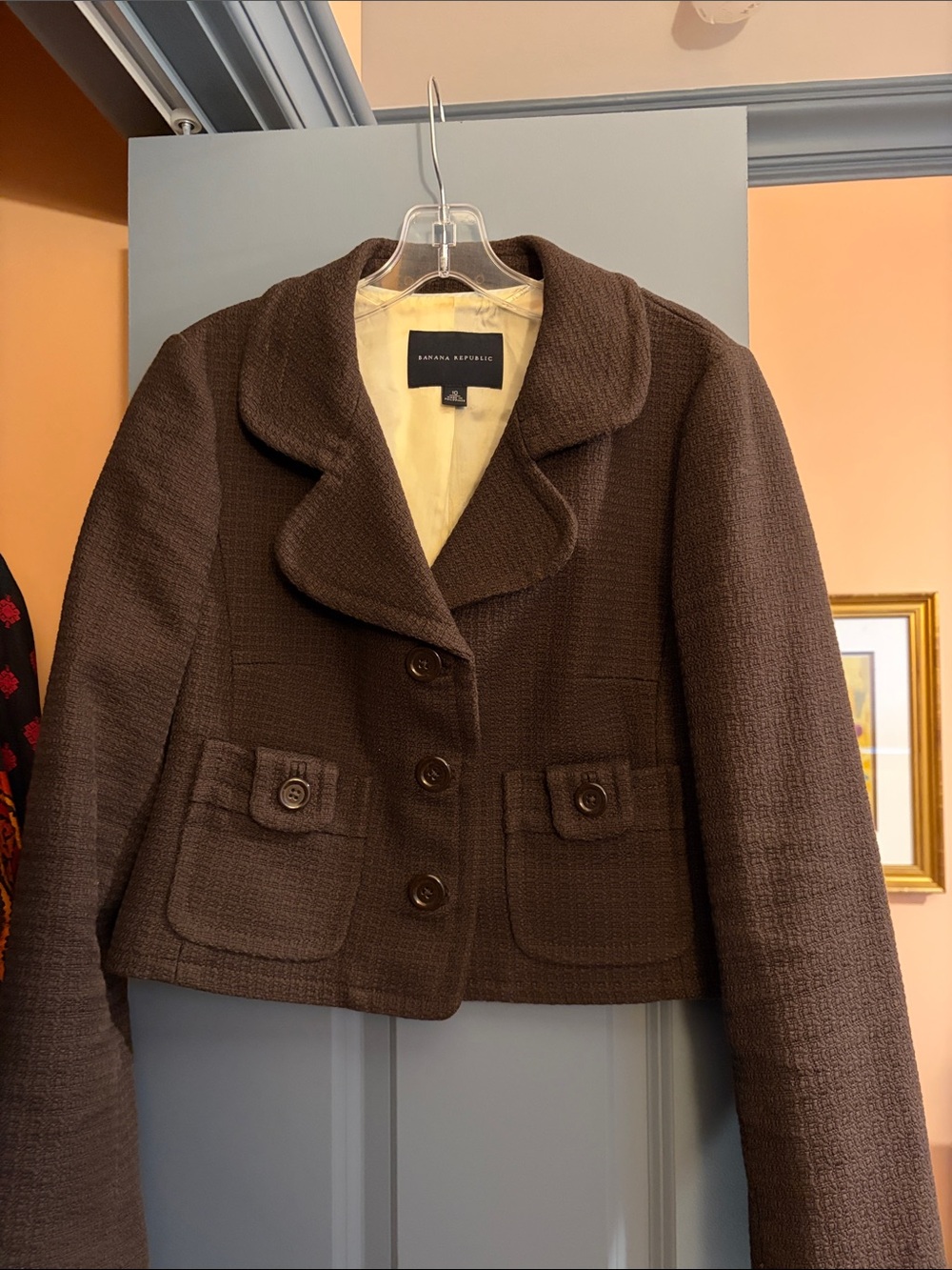 Banana Republic Brown Cropped Textured Blazer